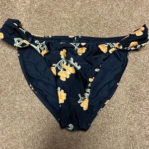 ViX bikini bottom black with gold and green flowers